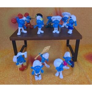 Set Of 13 Peyo 2011 Mcdonalds Smurfs Papa‎ Grouchy Farmer Painter Greedy Clumsy